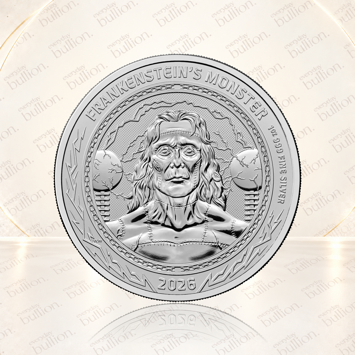 2026 Gothic Horror Frankenstein's Monster 1oz .999 Fine Silver Bullion Coin – United Kingdom – The Royal Mint