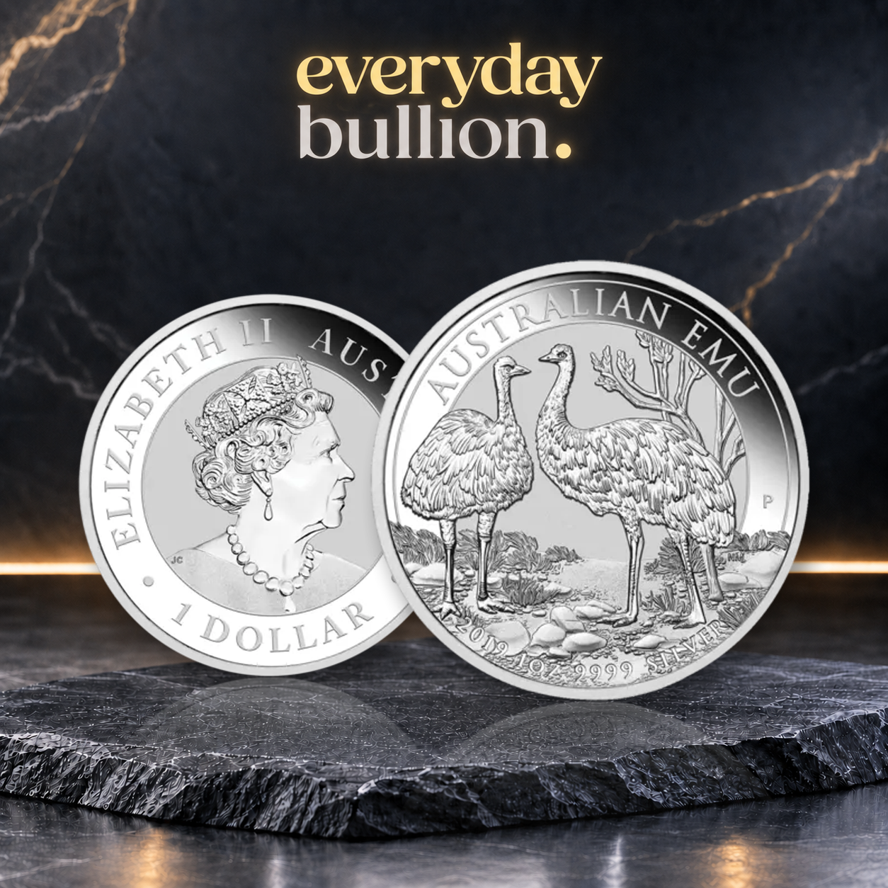 Australian Emu 2019 1oz .9999 Fine Silver BU Coin in Capsule – Perth Mint