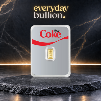 Diet Coke Coca-Cola® 1g .9999 Fine Gold Bar in CertiPAMP Assay