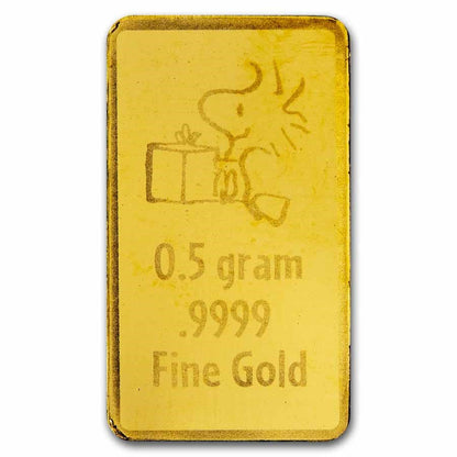 1/2 gram Gold Bar - Peanuts® Christmas w/Charlie Brown & Snoopy
