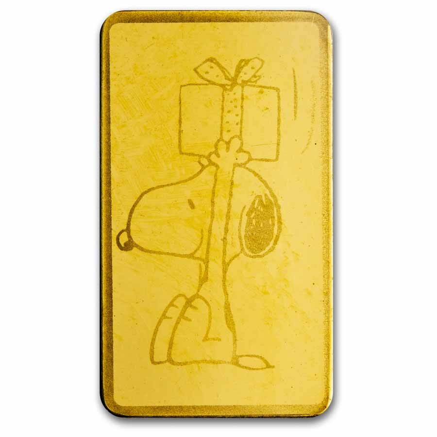 1/2 gram Gold Bar - Peanuts® Christmas w/Charlie Brown & Snoopy