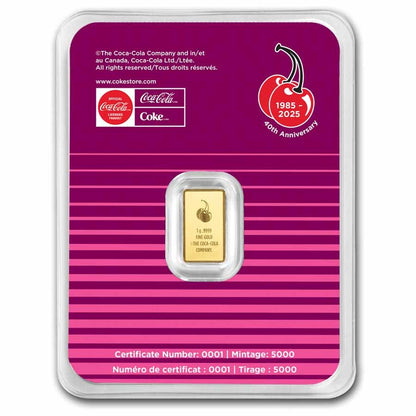 1 gram Gold Bar in TEP - Coca-Cola® Cherry Coke(SHIPPING EARLY NOVEMBER)