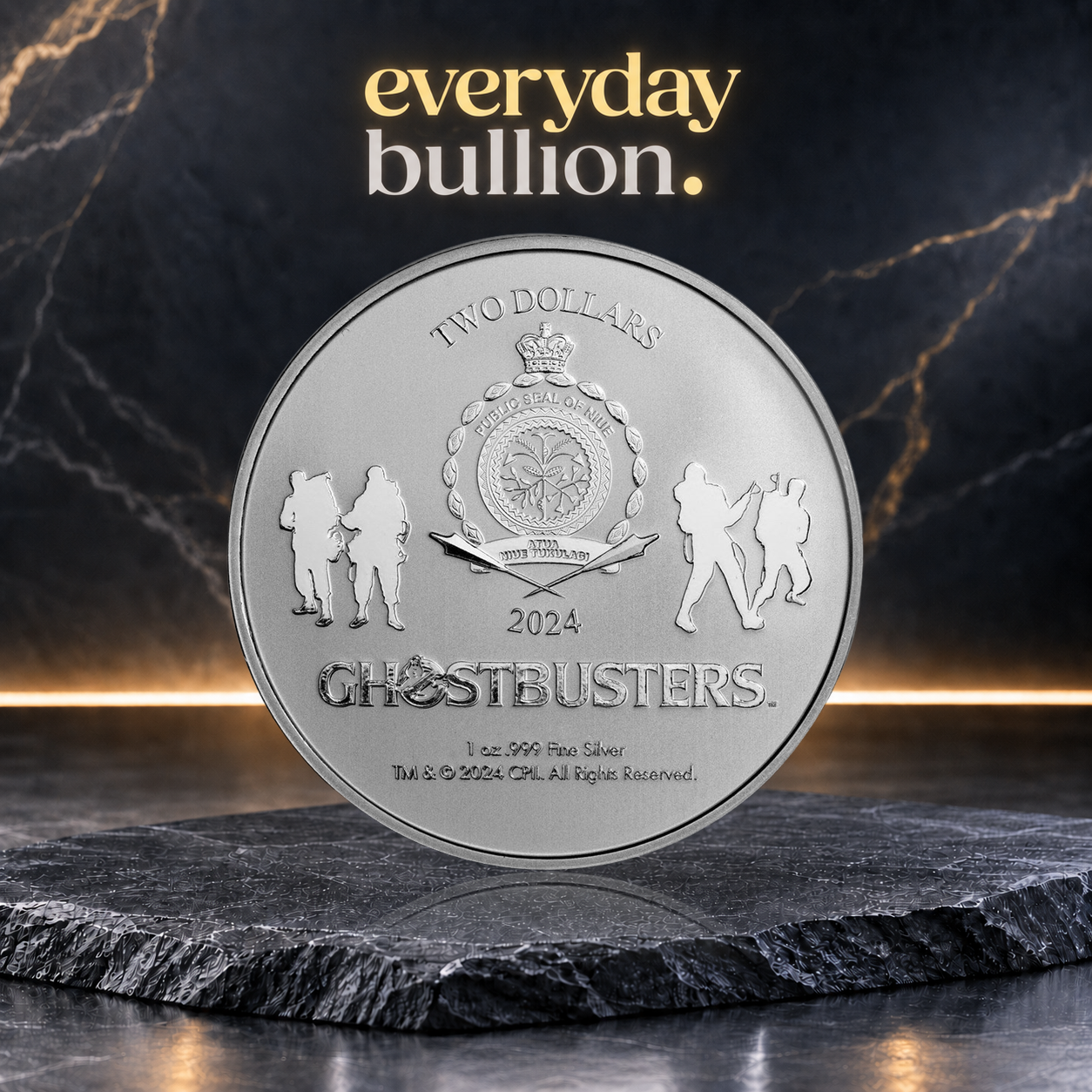 Ghostbusters™ 40th Anniversary 2024 1oz .999 Fine Silver Coin in TEP – Niue