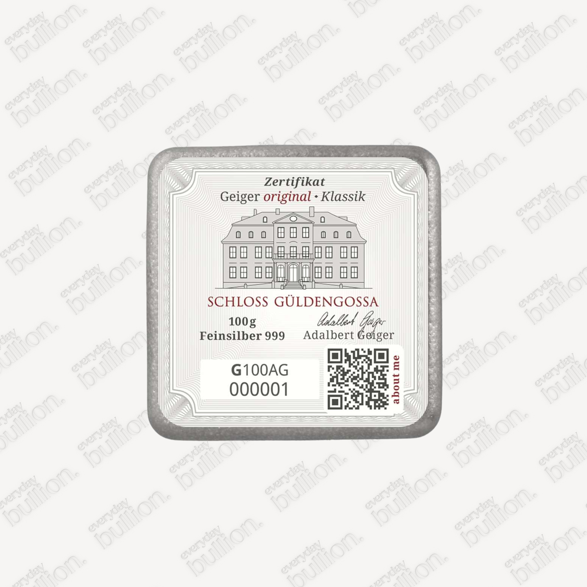 Geiger Original 100g .9999 Fine Silver Cast Bar – Geiger Edelmetalle