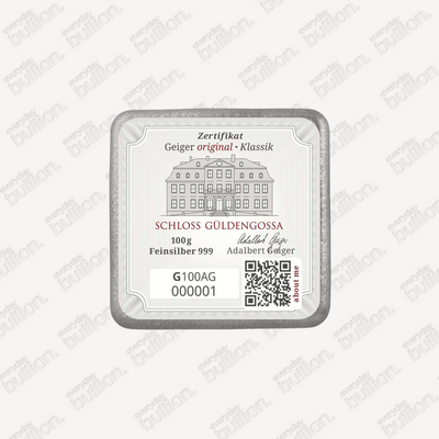 Geiger Original 100g .9999 Fine Silver Cast Bar – Geiger Edelmetalle