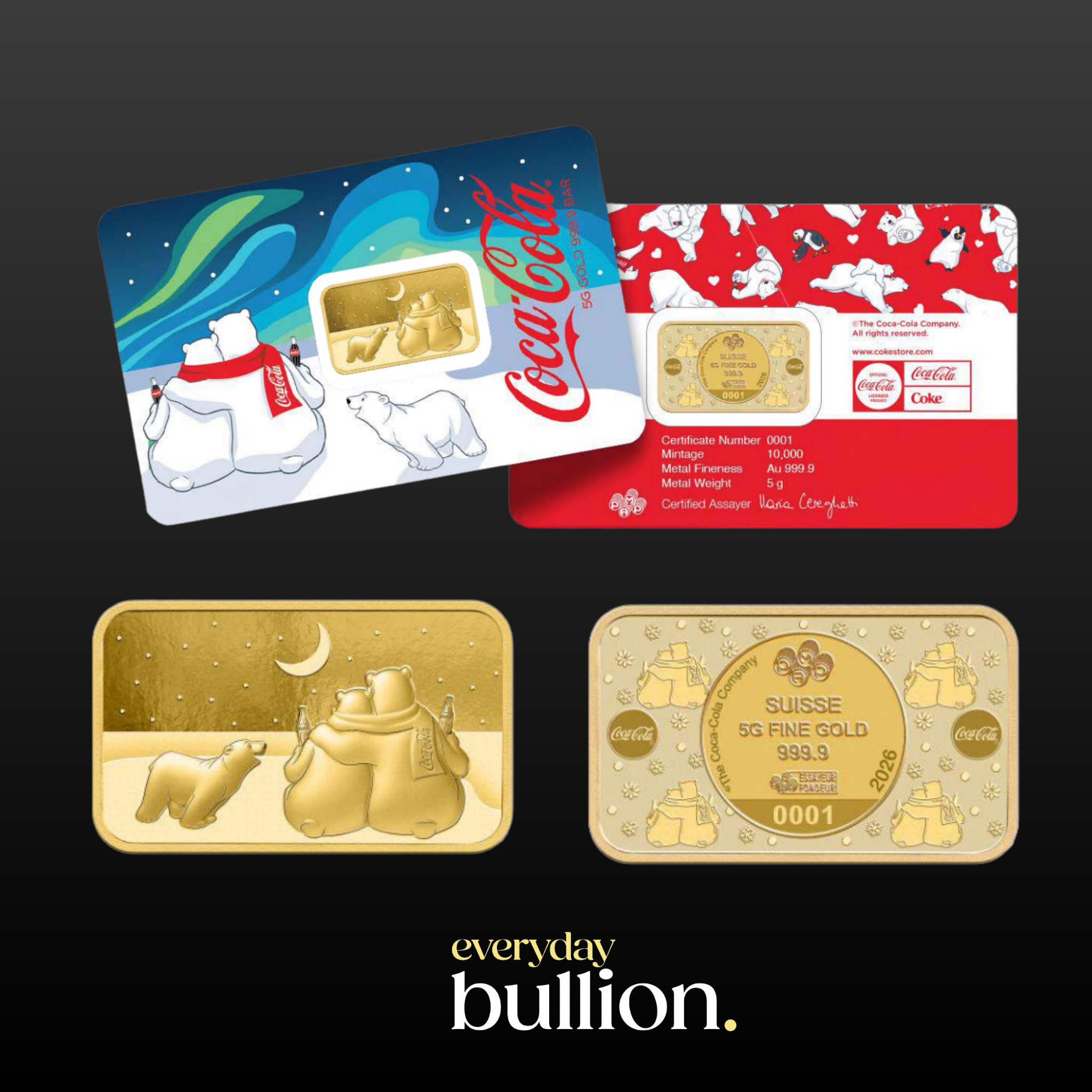 Coca-Cola® Polar Bears III – 5g Gold Bar (PAMP Suisse)