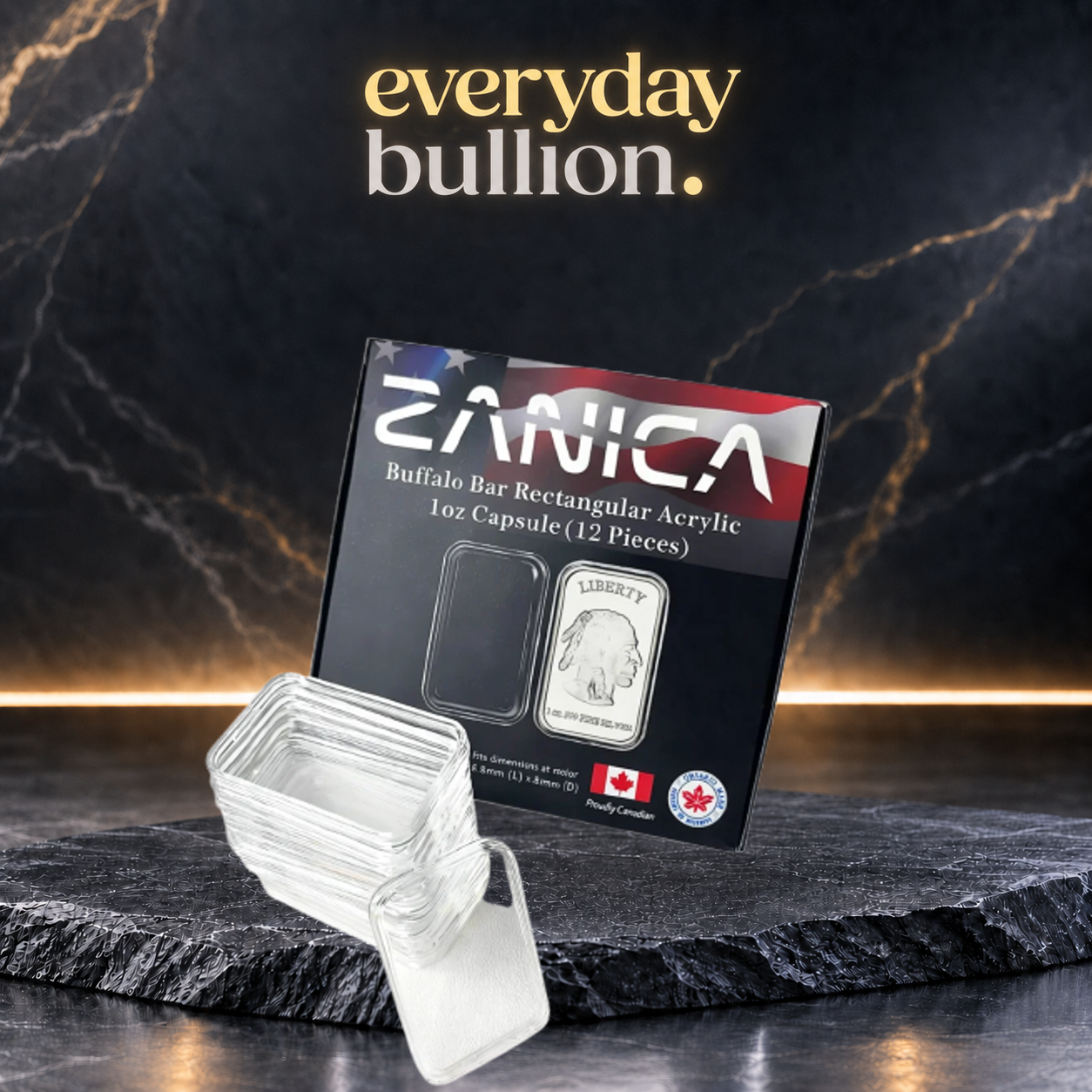 Zanica Rectangular 1oz Silver Bar Capsules – 12 Pack