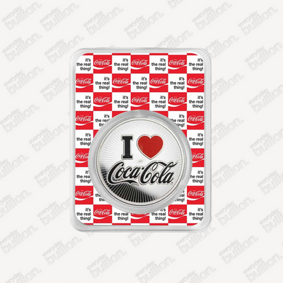 Coca-Cola® 140 Years Anniversary 1oz .999 Fine Silver Colourised Round in TEP