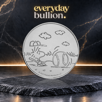 Peanuts® Baseball – Woodstock at Bat 1oz .999 Fine Silver Round in TEP