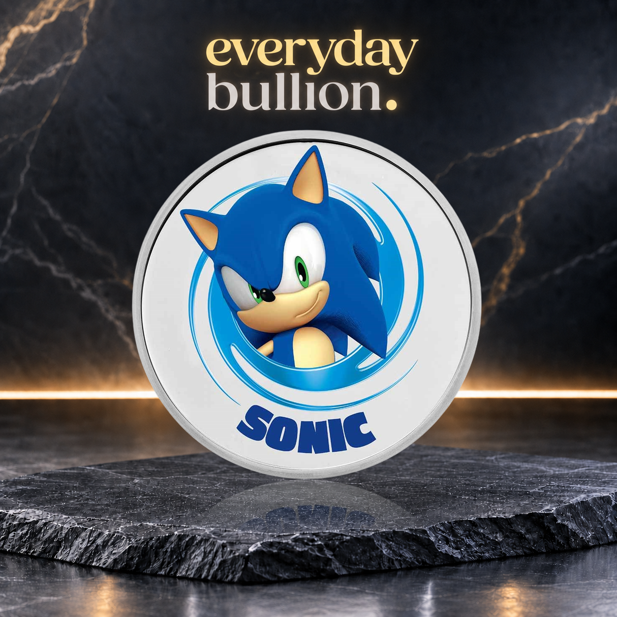 Sonic the Hedgehog™ 1oz .999 Fine Silver Colourised Round in TEP
