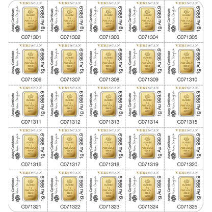 PAMP 25g Multigram 1 Gr x 25 Gold Bar (Minted)