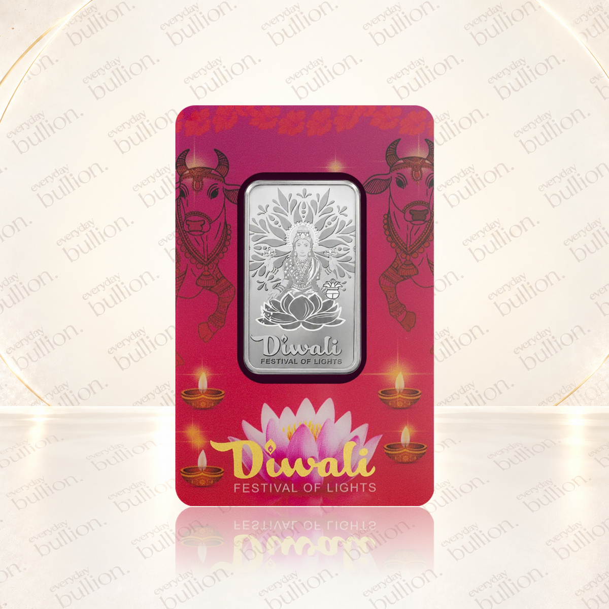 2026 Diwali Lakshmi & Sacred Cow 1oz .999 Silver Bar in Assay – United States – PAMP Suisse