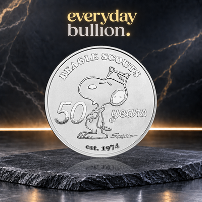 Peanuts® Beagle Scouts 50th Anniversary 1oz .999 Fine Silver Round in TEP – APMEX