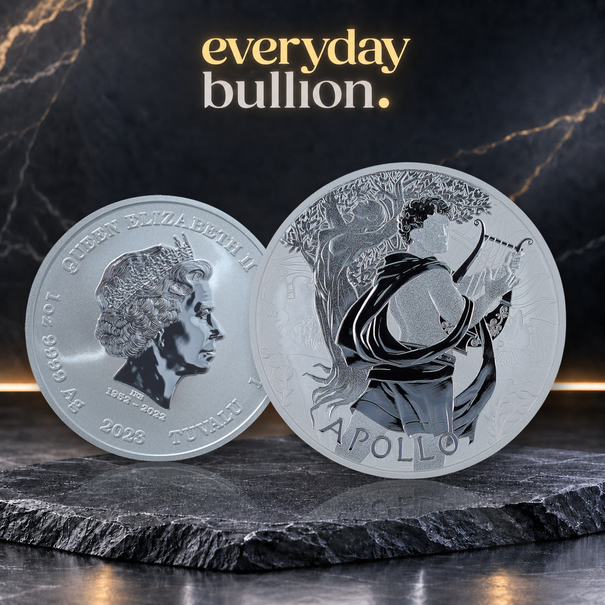 2023 Gods of Olympus Apollo 1oz .9999 Silver BU Coin in Capsule – Tuvalu – The Perth Mint