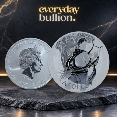2023 Gods of Olympus Apollo 1oz .9999 Silver BU Coin in Capsule – Tuvalu – The Perth Mint
