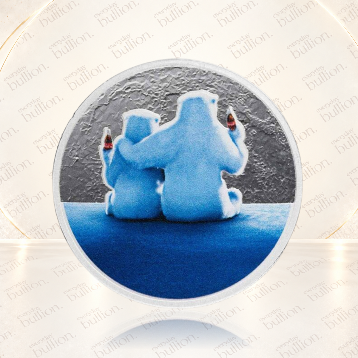 Coca-Cola® Polar Bears Night Sky 1oz .999 Fine Silver Colourised Round in TEP – APMEX