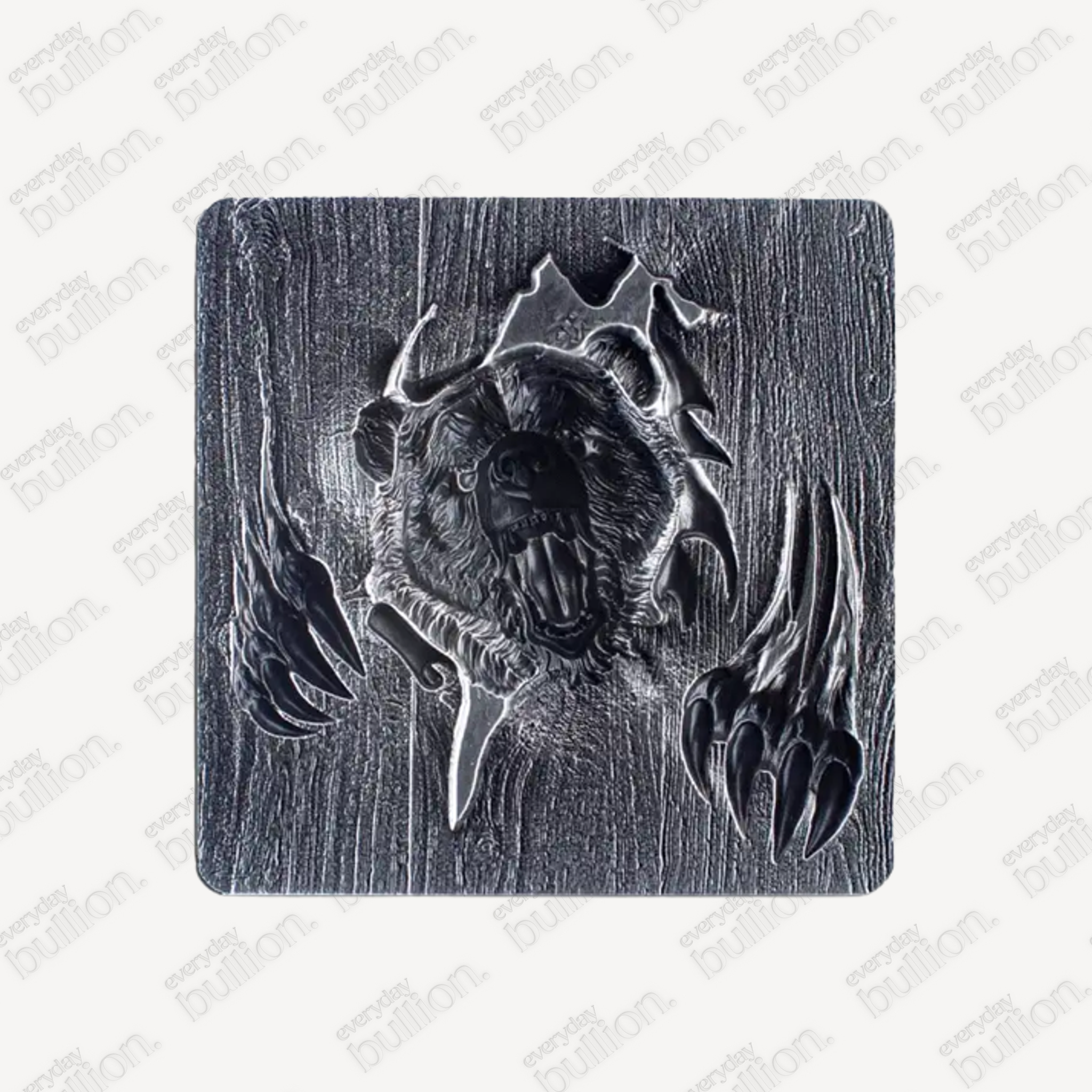 2024 South Korea Furious Beasts Bear Antiqued 2oz Silver Stacker Medal