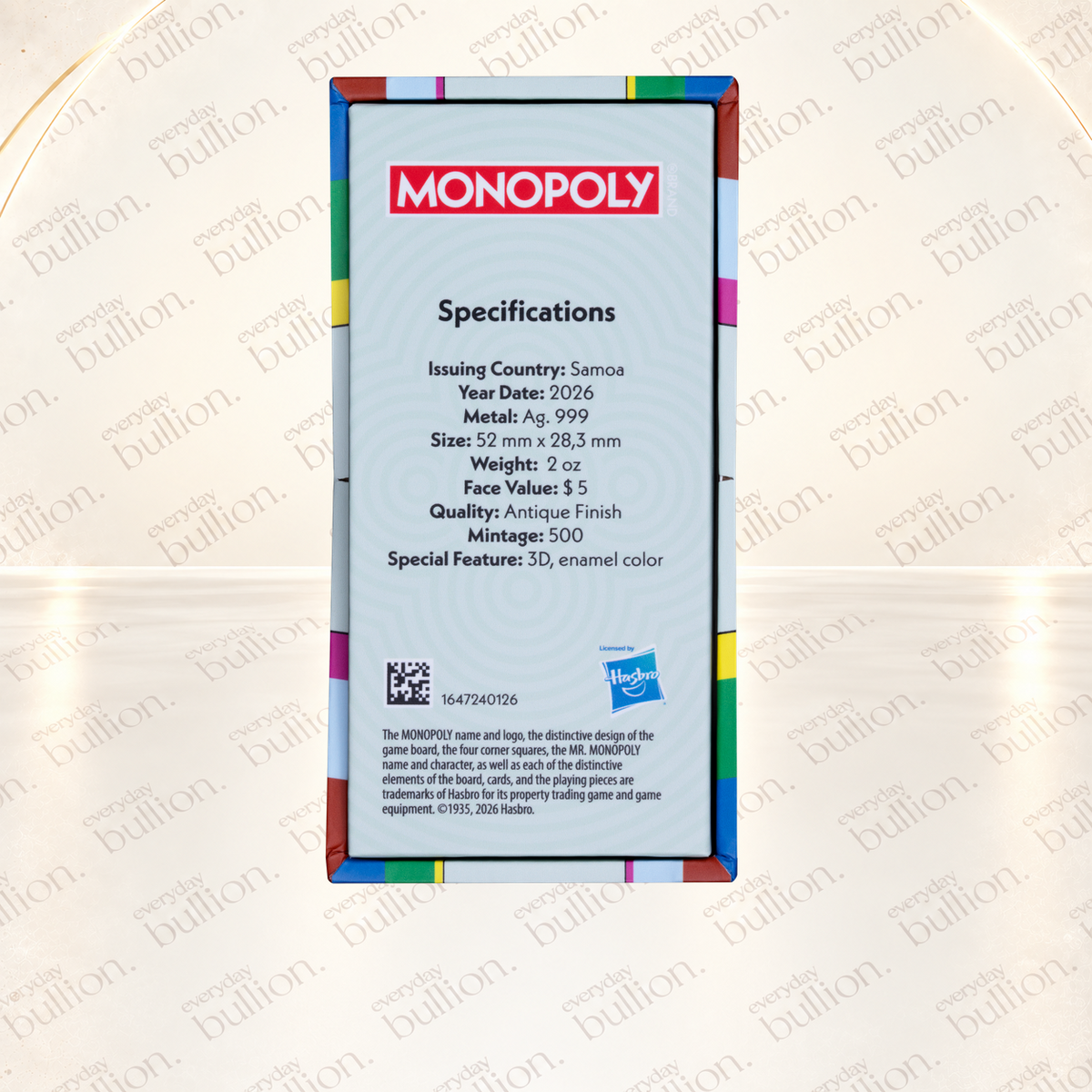 2026 Mr. Monopoly 3D $5 2oz .999 Silver Antiqued Shaped Coin – Samoa – MDM