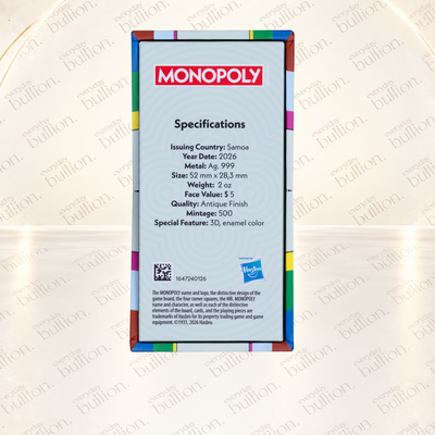 2026 Mr. Monopoly 3D $5 2oz .999 Silver Antiqued Shaped Coin – Samoa – MDM