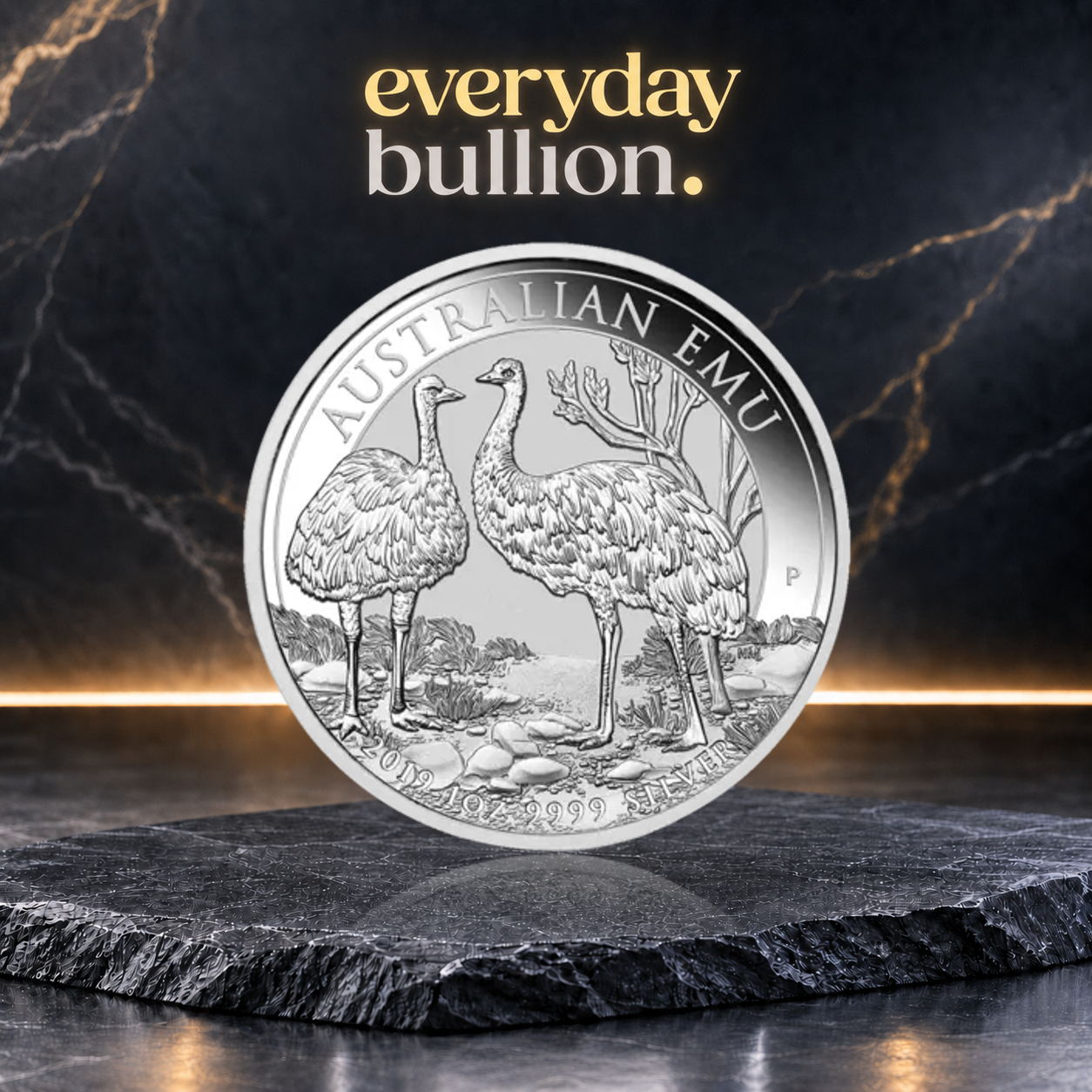 Australian Emu 2019 1oz .9999 Fine Silver BU Coin in Capsule – Perth Mint