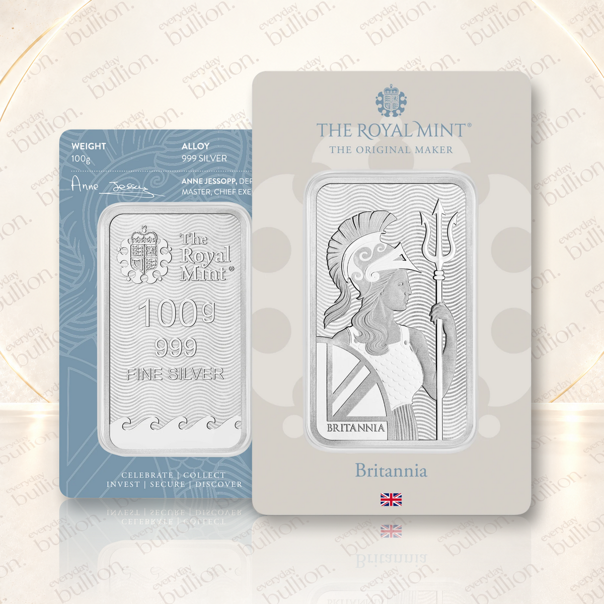 Britannia 100g .999 Fine Silver Minted Bar in Sealed Blister - United Kingdom - The Royal Mint