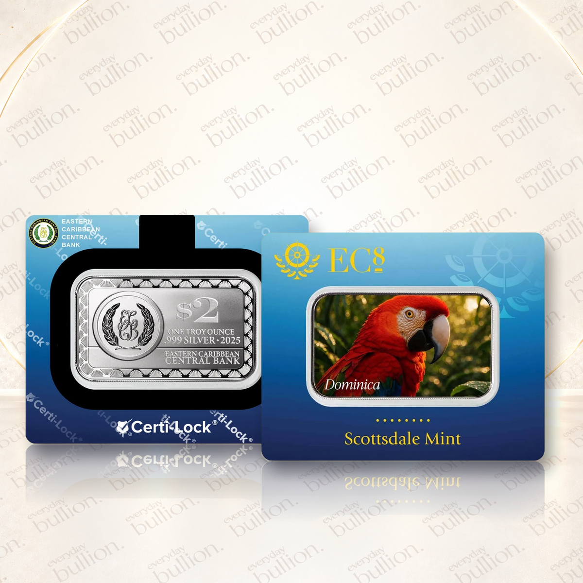 2025 Dominica EC8 Scarlet Macaw 1oz Silver Colourised Coin Bar – Scottsdale Mint