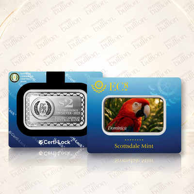 2025 Dominica EC8 Scarlet Macaw 1oz Silver Colourised Coin Bar – Scottsdale Mint