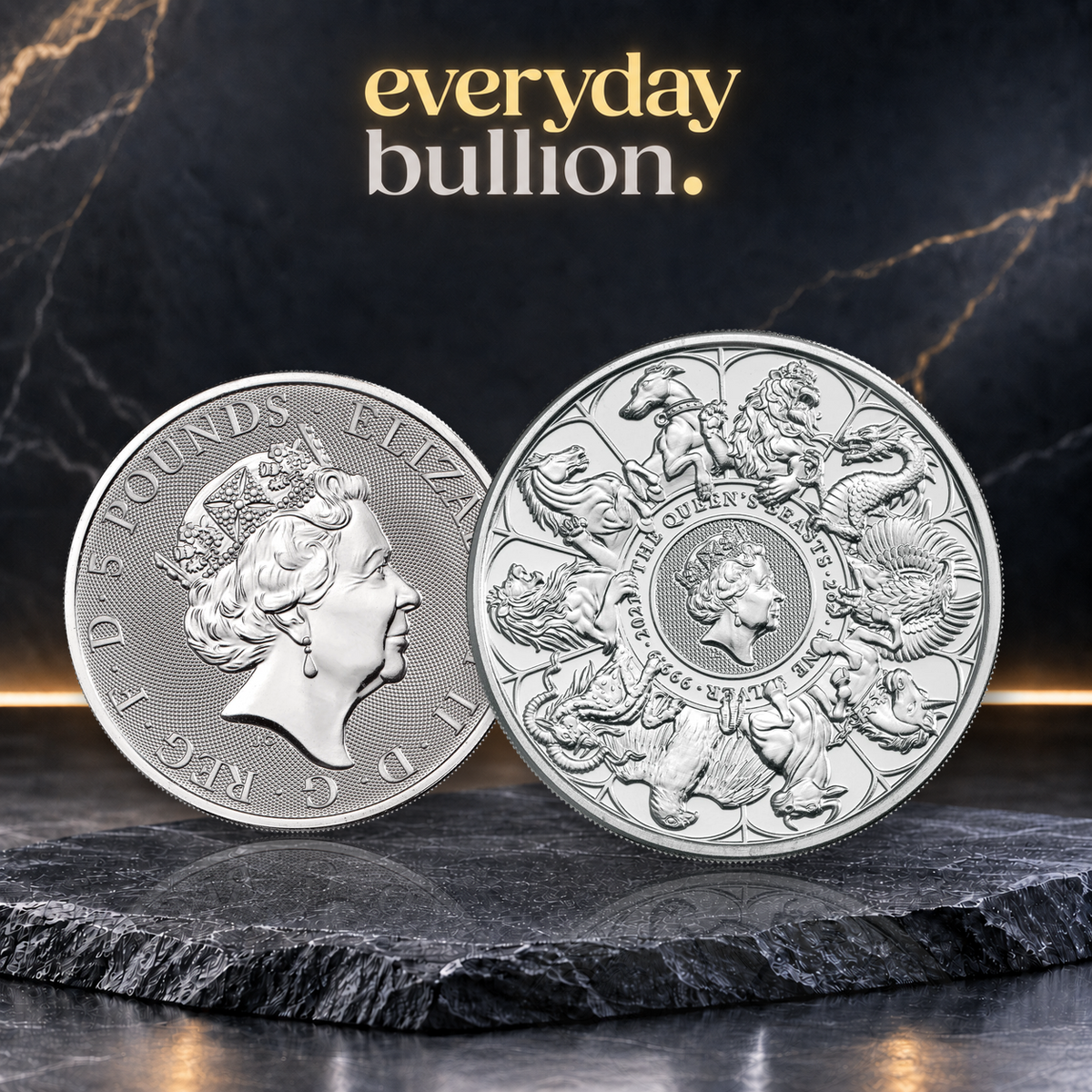 The Queen’s Beasts Completer 2021 £5 2oz .9999 Silver Bullion Coin – UK – The Royal Mint