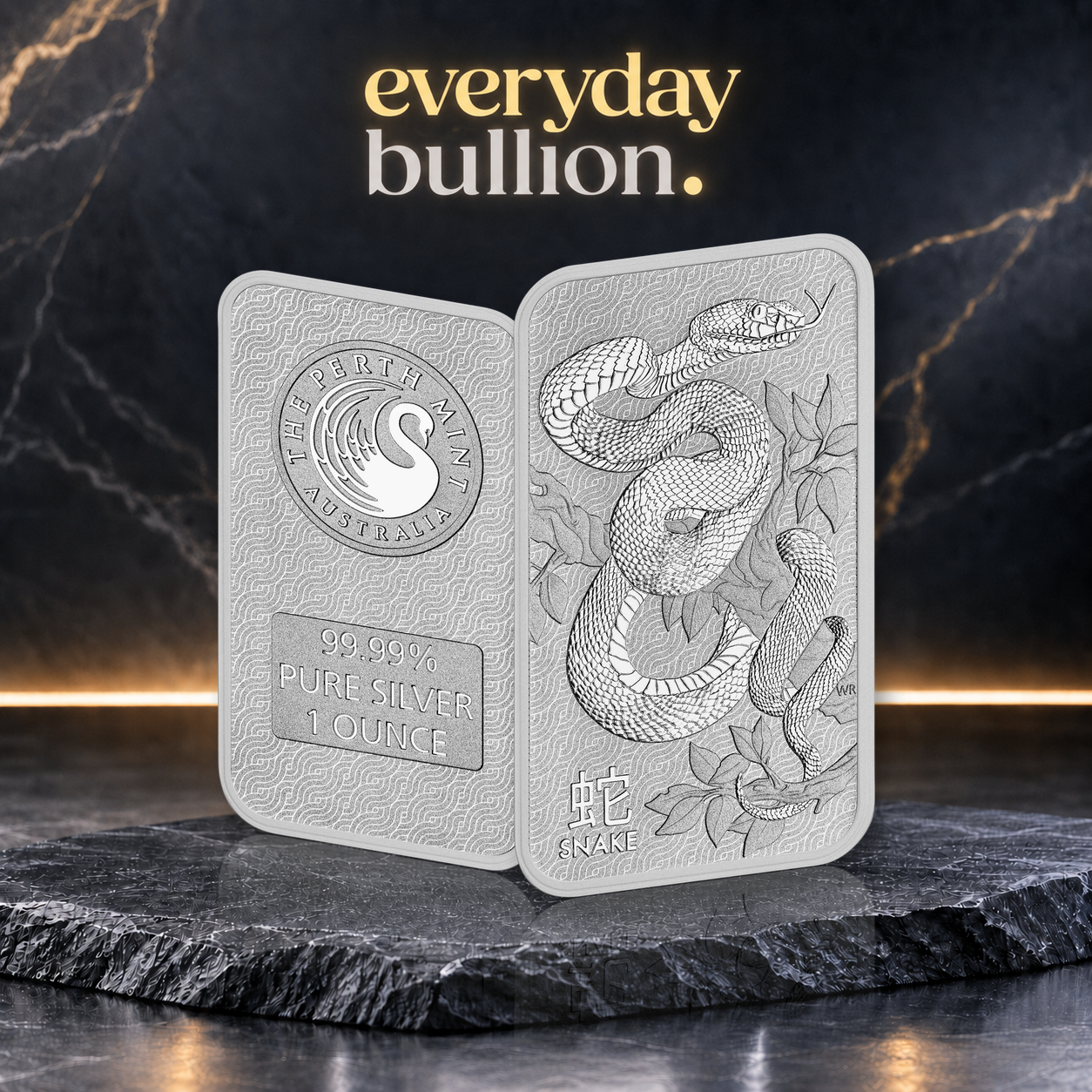 Year of the Snake 2025 1oz .9999 Fine Silver Minted Bar in Zanica Stackable Capsule – Perth Mint