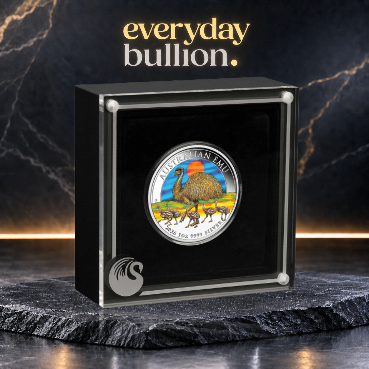 Australian Emu 2026 $1 1oz .9999 Fine Silver Coloured Coin in Box – Perth Mint