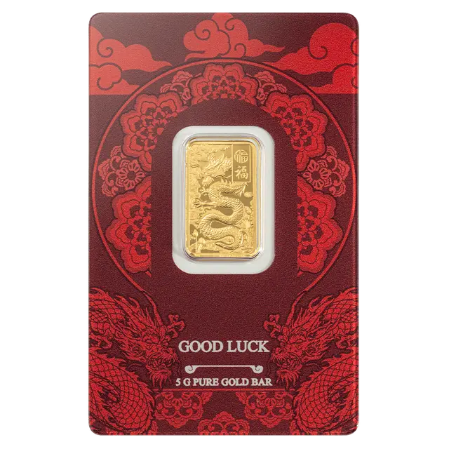 PAMP - 5 gram Gold Bar - Good Luck Yellow Dragon
