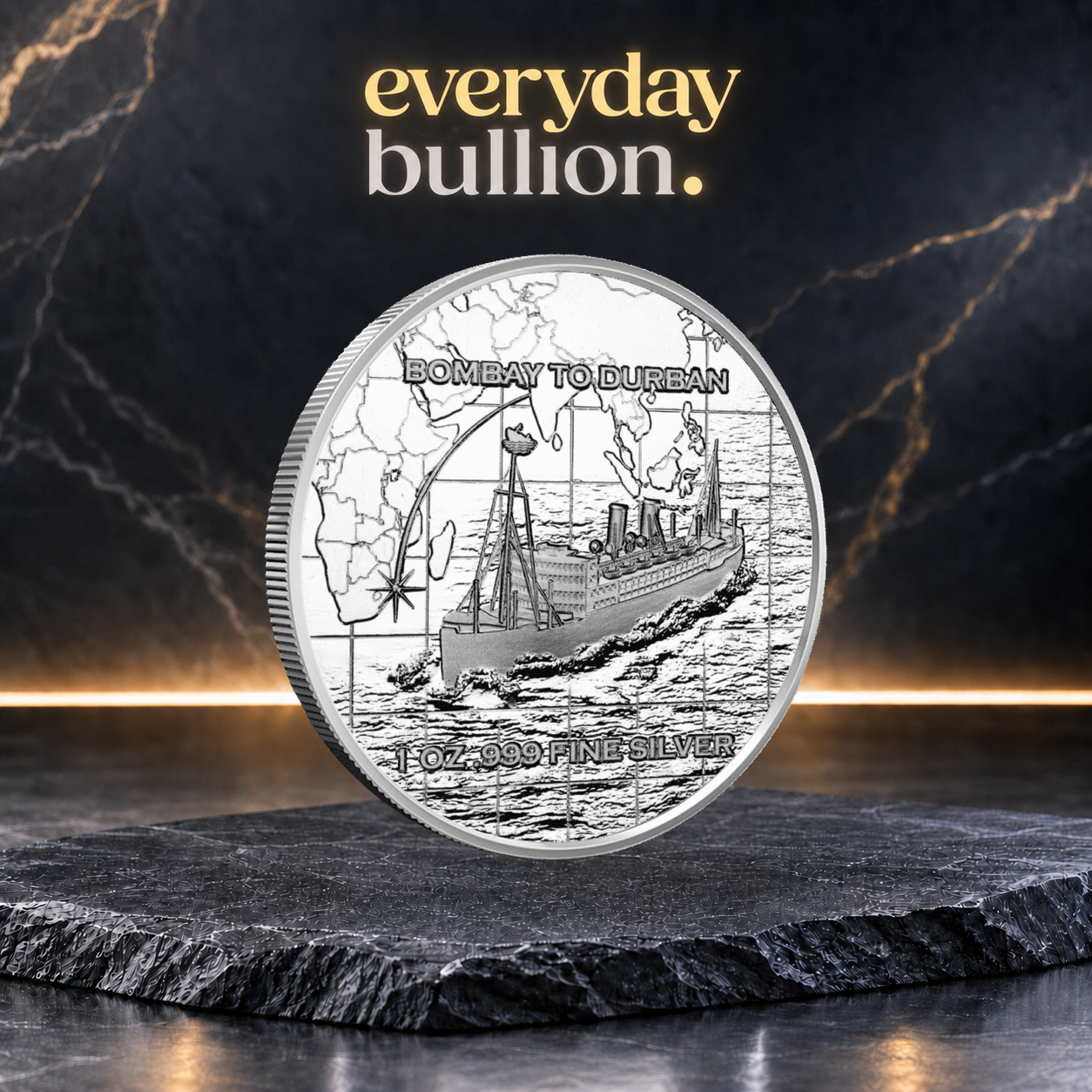 S.S. Tilawa Shipwreck Silver Voyage 1oz .999 Fine Silver Round