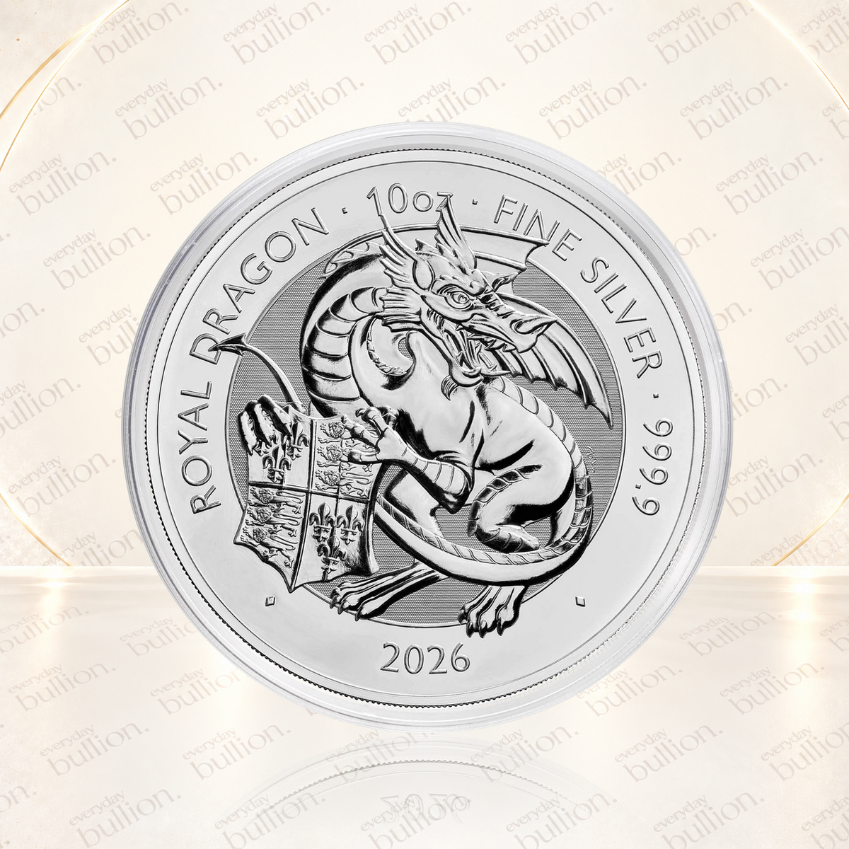 Royal Tudor Beasts Royal Dragon 2026 £10 10oz .9999 Silver Coin in Capsule - UK - Royal Mint