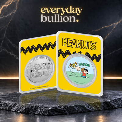 Peanuts® Lucy Pulls the Football 1oz .999 Fine Silver Colourised Round in TEP