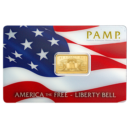 5g Pure Gold Bar - America the Free; Liberty Bell
