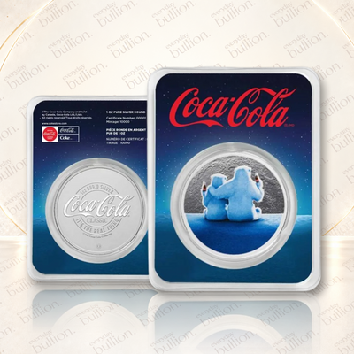 Coca-Cola® Polar Bears Night Sky 1oz .999 Fine Silver Colourised Round in TEP – APMEX