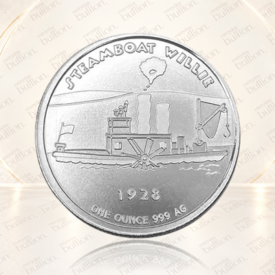 Steamboat Willie Captain 1 oz .999 Fine Silver BU Round - USA - Elemetal