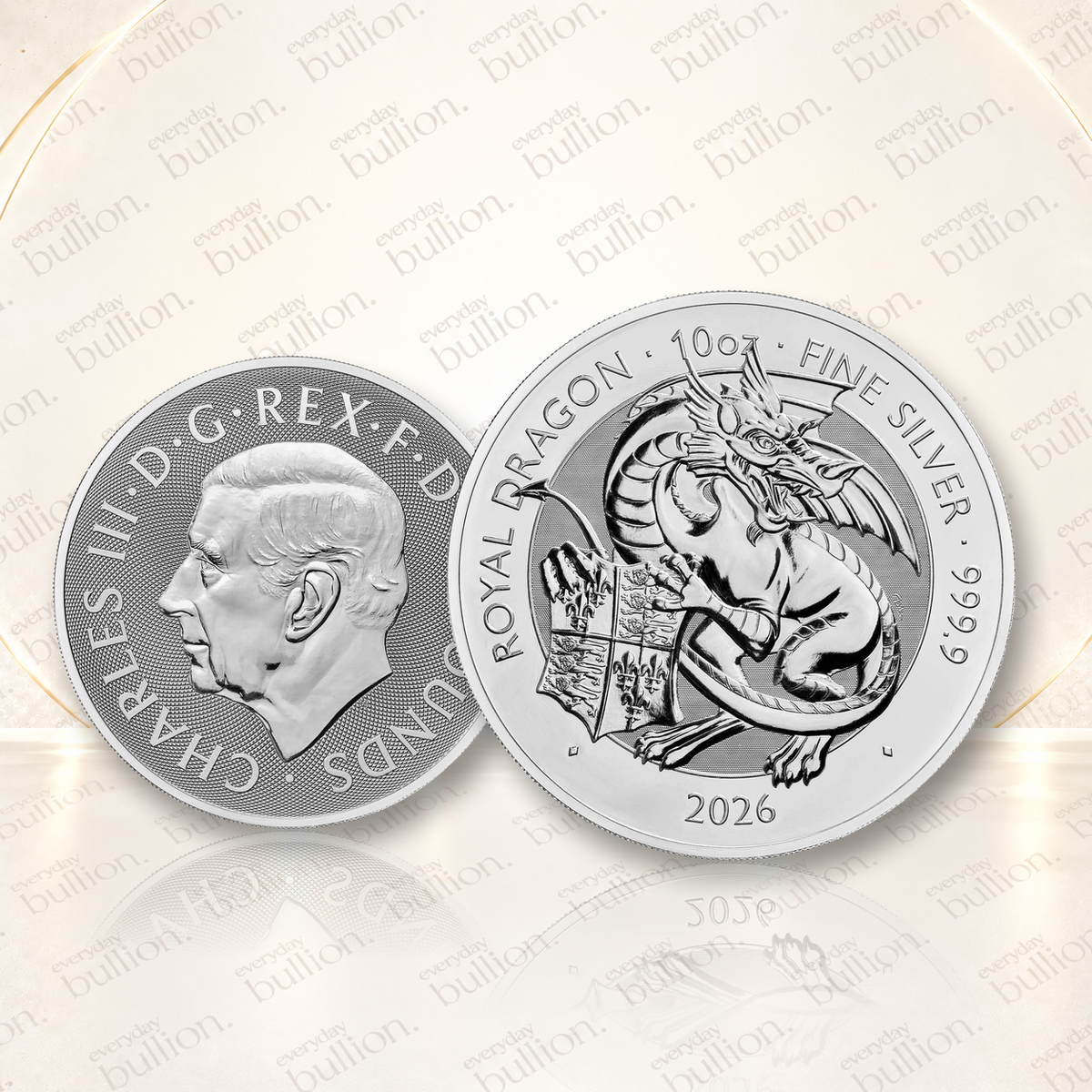 Royal Tudor Beasts Royal Dragon 2026 £10 10oz .9999 Silver Coin in Capsule - UK - Royal Mint