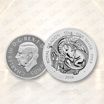 Royal Tudor Beasts Royal Dragon 2026 £10 10oz .9999 Silver Coin in Capsule - UK - Royal Mint