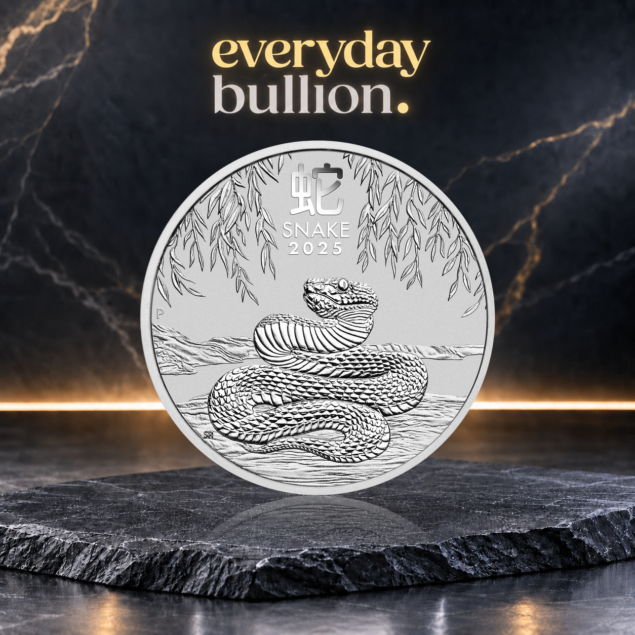 Year of the Snake 2025 2oz .9999 Fine Silver Bullion Coin in Capsule – Perth Mint