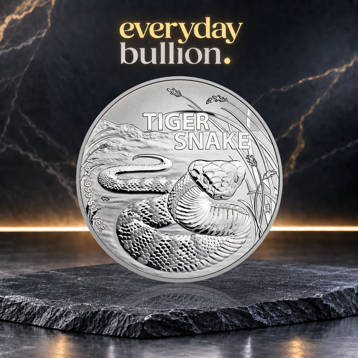 Australia's Most Dangerous: Tiger Snake 2024 1oz .999 Fine Silver BU Coin in Capsule – Royal Australian Mint