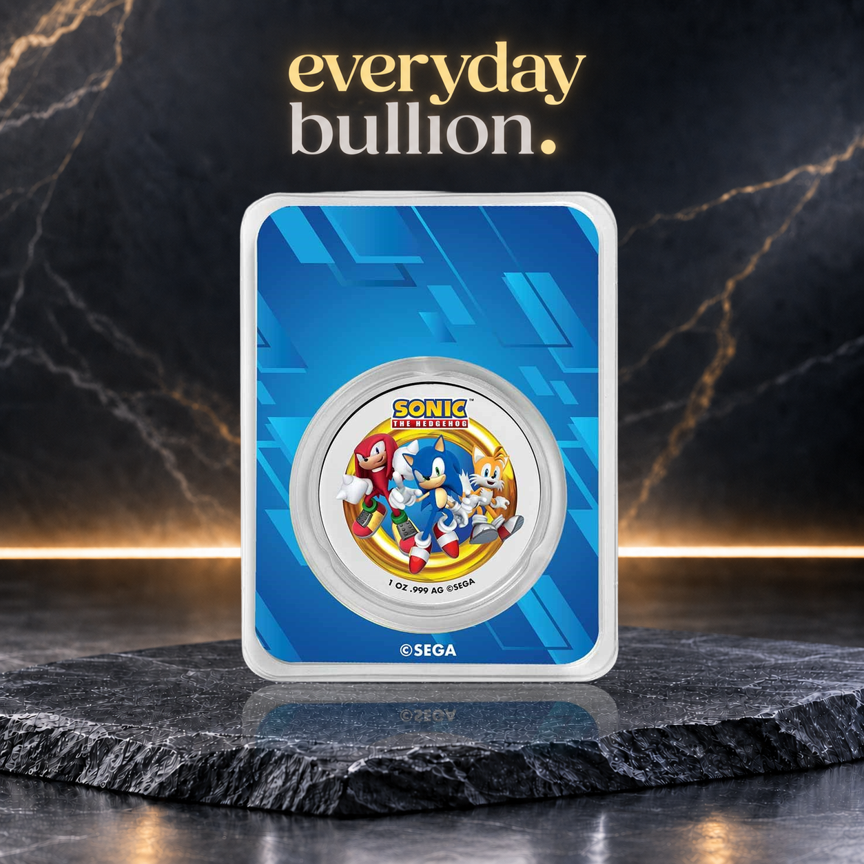 Sonic the Hedgehog™ 1oz .999 Fine Silver Colourised Round in TEP