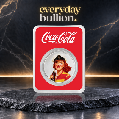 Coca-Cola® Bathing Beauties: Red Head 1oz .999 Fine Silver Colourised Round in TEP