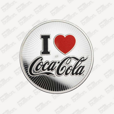 Coca-Cola® 140 Years Anniversary 1oz .999 Fine Silver Colourised Round in TEP