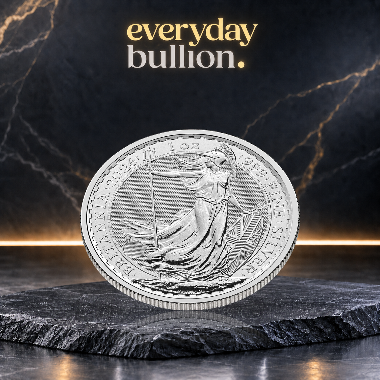 Britannia 2026 1oz .999 Fine Silver Bullion Coin in Coin Flip – The Royal Mint
