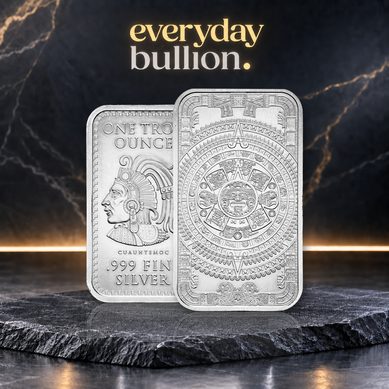 Aztec Calendar 1oz .999 Fine Silver Bullion Bar – Golden State Mint