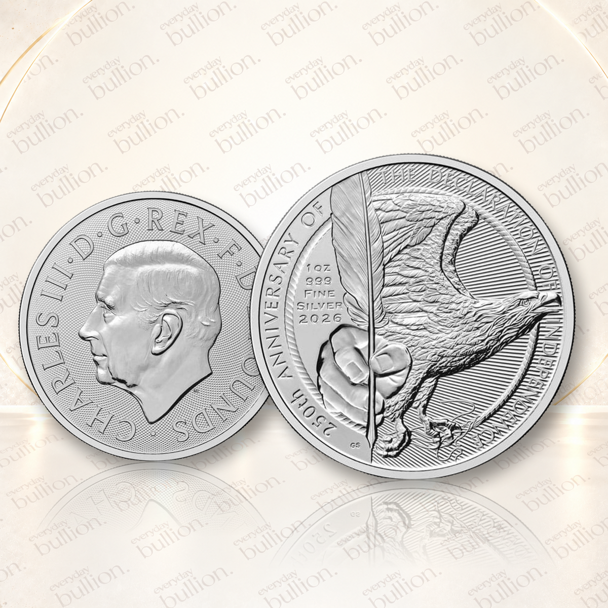 American Declaration of Independence 250th Anniversary 2026 £2 1oz .999 Silver BU Coin - UK - Royal Mint