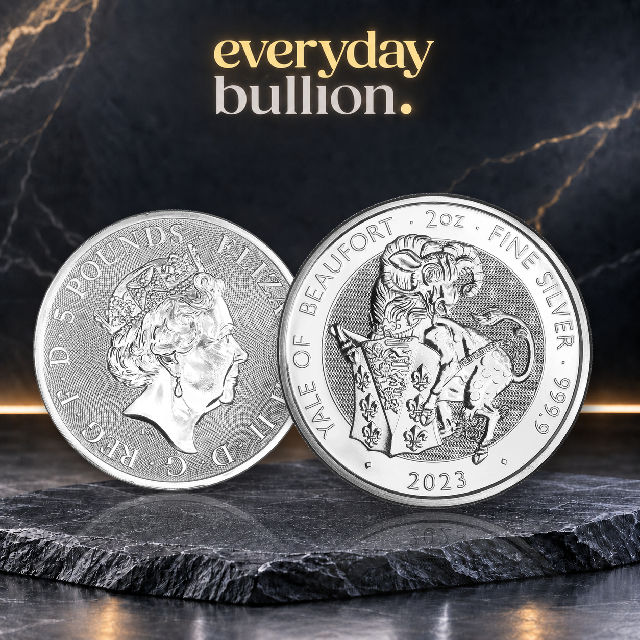2023 Yale of Beaufort Royal Tudor Beasts £5 2oz .9999 Silver Bullion Coin – The Royal Mint