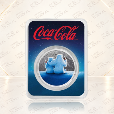 Coca-Cola® Polar Bears Night Sky 1oz .999 Fine Silver Colourised Round in TEP – APMEX