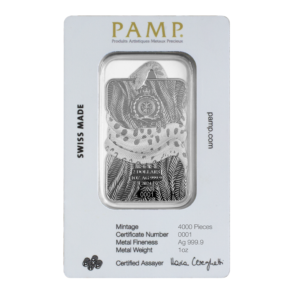PAMP - Nature’s Grip Green Anaconda - 1oz Silver Legal Tender Bar
